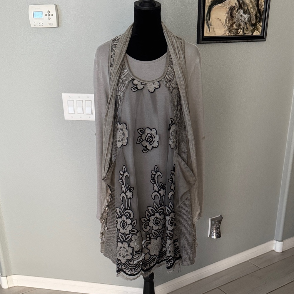 Floral Top with Sheer Cardigan!!